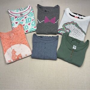Bundle of 6 Girls Tops - Fun Multicolor Pack - Size Medium, 7/8 & 8